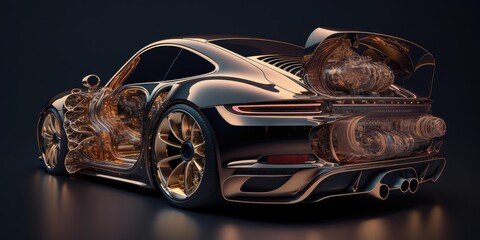 Poster - structure design hologram of a sports car. superlative generative ai image.
