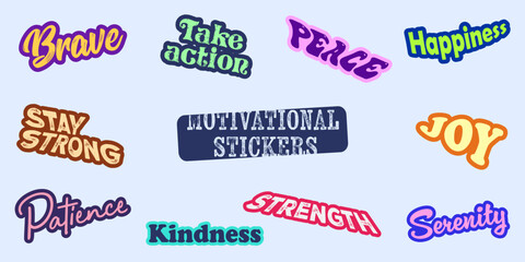 Positive motivational quotes sticker, retro sticker design collection