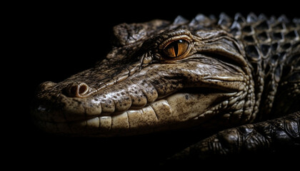 Sticker - Crocodile fierce teeth and eyes show aggression generative AI