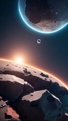 Wall Mural - A Remarkable View Of A Planet With A Moon And A Star In The Background AI Generative