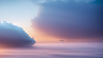Wall Mural - A Captivating Image Of A Ship In The Distance With A Cloud In The Foreground AI Generative