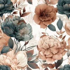The floral seamless pattern illustration traditional watercolor and rose gold details. Generative AI