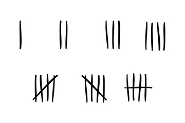 Tally mark icon isolate on white background.