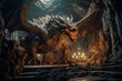 Majestic and mystical dragon's lair. Generative AI