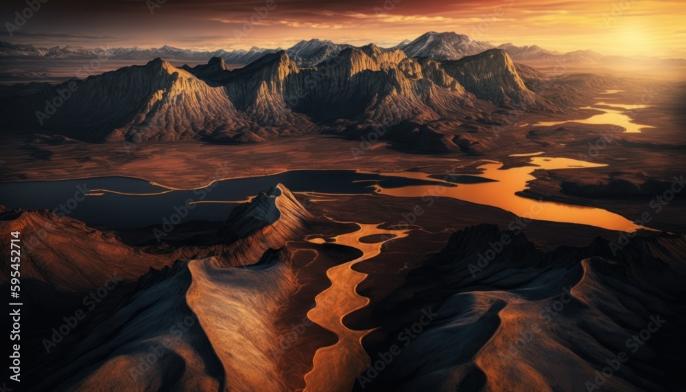 Majestic Mountain range Sunset : A Stunning Aerial View with a Touch of ...