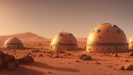 Wall Mural - A Vivid Picture Of A Desert With A Few Small Buildings AI Generative