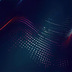 abstract blue and red dynamic wavy line dotted texture ,dark blue background with copy space with ge