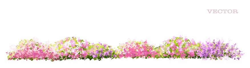 Wall Mural - vector watercolor blooming flower tree side view isolated for landscape and architecture drawing, el