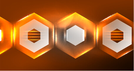 Poster - Neon hexagon background. Hi-tech design for wallpaper, banner, background, landing page, wall art, invitation, prints, posters