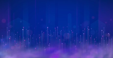 Fototapete - Speed digital data stream. AI big data information flow. Concept wireless data transmission, connections internet network.