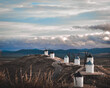 windmills in Consuegra with cloudy sky