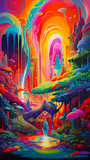 Fototapeta Nowy Jork - Psychedelic Illusions created with Generative AI Technology