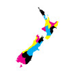 New Zealand political map of administrative divisions - regions. Blank vector map in CMYK colors.