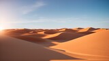 Fototapeta  - A Daring View Of A Desert With A Sun Shining Over The Sand AI Generative