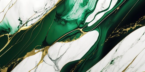 Wall Mural - luxury green white and gold marble texture by ai generative