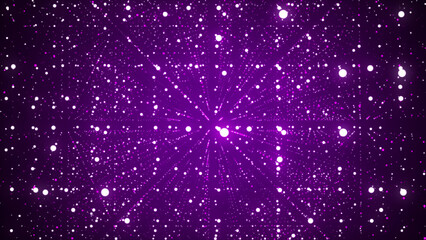 Poster - Abstract futuristic infinite flow of scientific data. Network structure of an array of points. Outer space background. Big data visualization. 3D rendering.