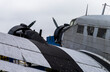 The photo shows a section of a historic propeller plane Junkers Ju 52