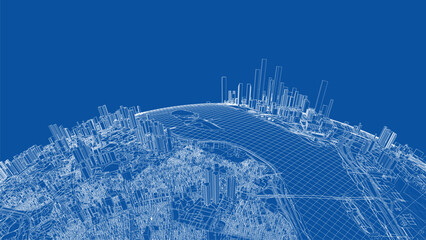 Poster - 3d city sphere. vector rendering of 3d