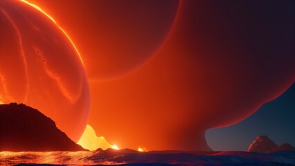 Wall Mural - A Creative Image Of A Planet With A Red Glow In The Background AI Generative