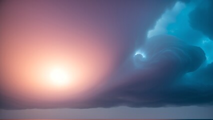 Wall Mural - A Stunning View Of A Large Cloud Over The Ocean With A Boat In The Water AI Generative