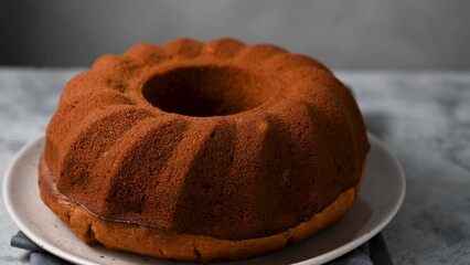 Wall Mural - Orange bundt cake, homemade sponge whole cake with orange fruit juice.