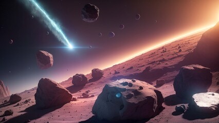 Wall Mural - A Stunning View Of A Planet With A Bright Light Shining Over It AI Generative