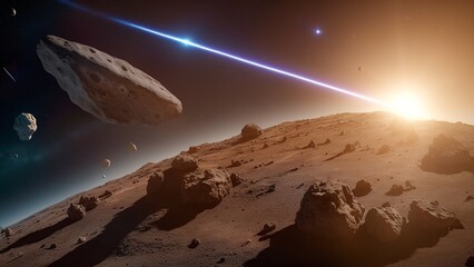 Wall Mural - An Elegant View Of A Planet With A Comet And A Star In The Distance AI Generative