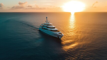 AI Generated. AI Generative. Photo Photography shot aerial from drone. Luxury big boat yacht. Cruise adventure vacation vibe. Can be used for promoting design agency. Graphic Art Illustration.