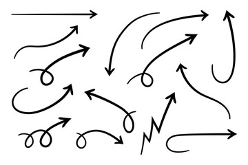 Wall Mural - curved arrows. set of vector hand drawn arrows. collection of pointers.