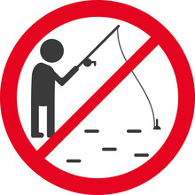 Forbidden Fishing Sign On A White Background. Vector Illustration.
