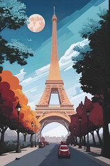 Wall Mural - Eiffel tower in Paris, France. Vector illustration for your design