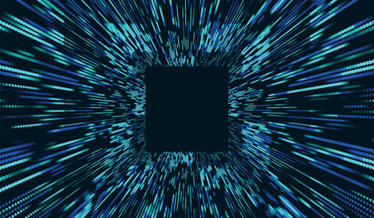 Poster - Colorful Tunnel Background. Abstract digital background. Big data visualization. Data flow information. Concept of digital communication. Wormhole. 3D rendering. Vector illustration.
