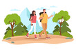 © PrettyVectors - Tourist map hiking travel nature summer trail forest concept. Vector graphic design illustration