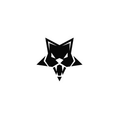 Sticker - Star and wolf head combination. Logo design.