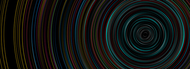 Wall Mural - Colorful circular lines concept abstract tech background. Minimal vector banner design