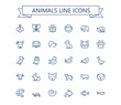 Animals line mini icons set. Editable stroke. 24x24 grid. Pixel Perfect.