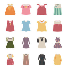 Wall Mural - Dress icon set including kids' clothing.