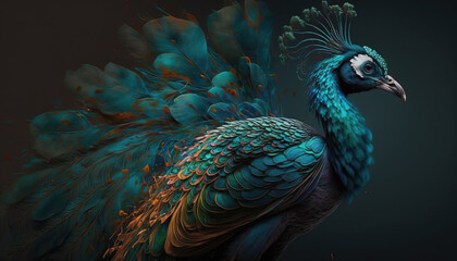 Naklejka na meble Peacock abstract wallpaper. Soft background with cute peafowl  bird in Pastel colors generative ai