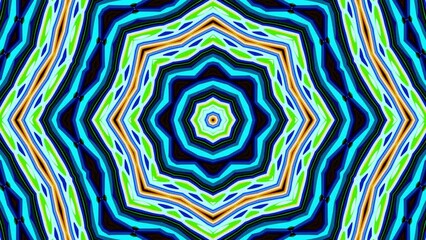 Poster - Kaleidoscope background art motion. Geometric mandala shape psychedelic animation design.