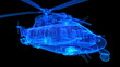 Helicopter. 3D wire-frame model on a black sky background