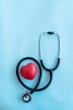 © forclick - Statoscope with red heart shape isolated on light blue background with copy space for text, Medical and health care concept image
