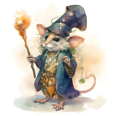 Old wise mystical wizard mouse, ai generative illustration