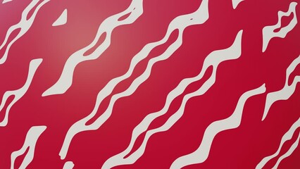 Poster - Abstract red background with white wavy and curvy lines animation