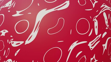 Poster - Abstract red background with white curvy shapes and lines animation