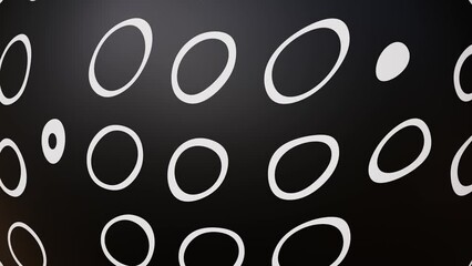 Poster - Abstract black background with white round circle shapes pattern animation