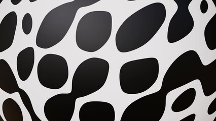 Poster - Abstract white background with black round curvy shapes pattern animation