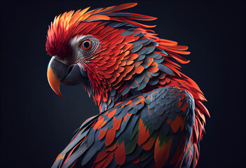 Poster - close up of a parrot concept, contemporary colors and mood social background. Generative AI technology.