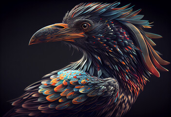 Aufkleber - portrait of a rooster concept, contemporary colors and mood social background. Generative AI technology.