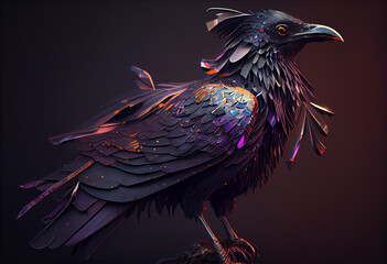 Poster - raven in the sky concept, contemporary colors and mood social background. Generative AI 