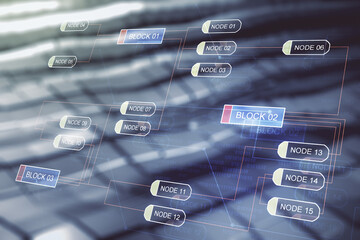 Aufkleber - Abstract virtual coding illustration on abstract metal background, software development concept. Multiexposure